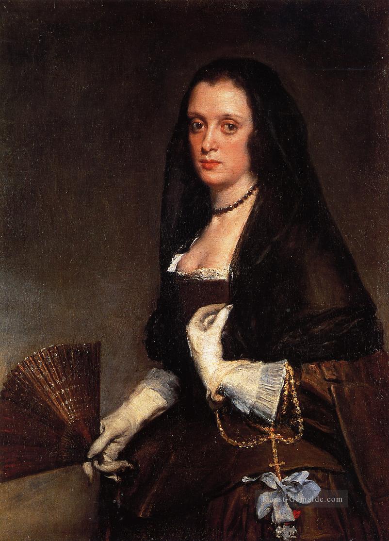 Dame mit einem Fan Porträt Diego Velázquez Ölgemälde